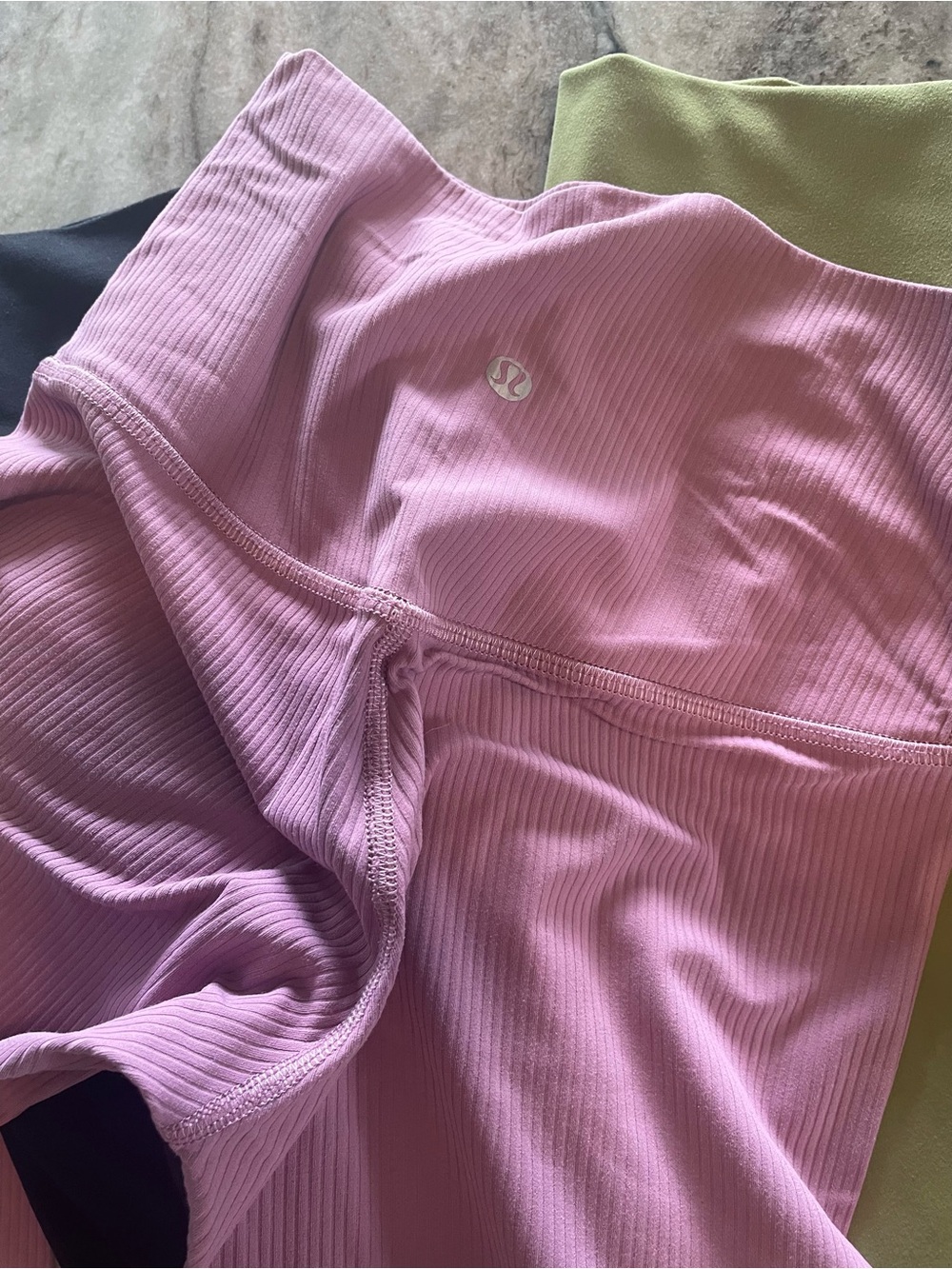 lululemon athletica Ribbed High-Rise Leggings in Lavender Pink and Olive